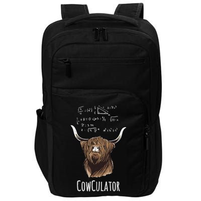 Cowculator Scottish Highland Cattle Animal Math Numbers Impact Tech Backpack