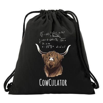 Cowculator Scottish Highland Cattle Animal Math Numbers Drawstring Bag