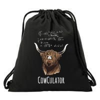 Cowculator Scottish Highland Cattle Animal Math Numbers Drawstring Bag