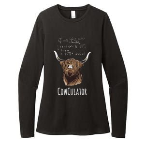 Cowculator Scottish Highland Cattle Animal Math Numbers Womens CVC Long Sleeve Shirt