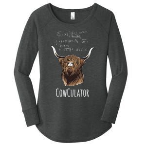 Cowculator Scottish Highland Cattle Animal Math Numbers Women's Perfect Tri Tunic Long Sleeve Shirt