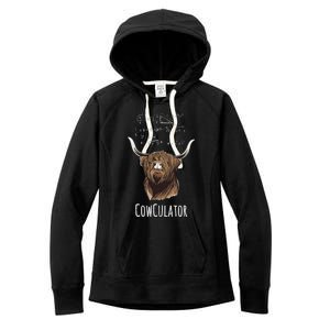 Cowculator Scottish Highland Cattle Animal Math Numbers Women's Fleece Hoodie