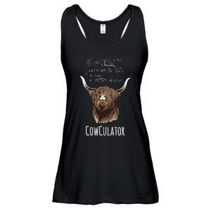 Cowculator Scottish Highland Cattle Animal Math Numbers Ladies Essential Flowy Tank