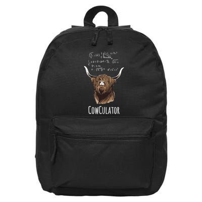 Cowculator Scottish Highland Cattle Animal Math Numbers 16 in Basic Backpack