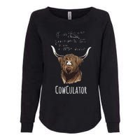 Cowculator Scottish Highland Cattle Animal Math Numbers Womens California Wash Sweatshirt