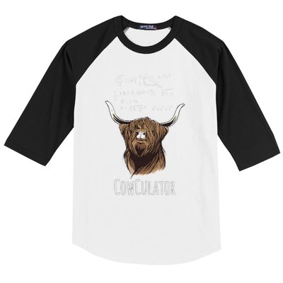 Cowculator Scottish Highland Cattle Animal Math Numbers Baseball Sleeve Shirt