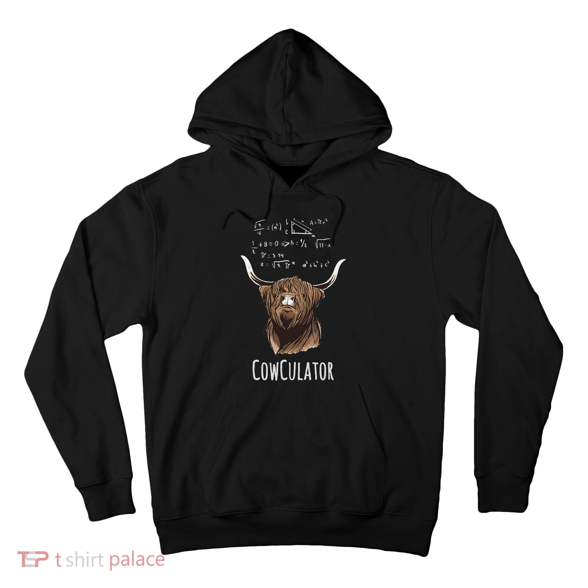 Cowculator Scottish Highland Cattle Animal Math Numbers Tall Hoodie