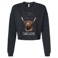 Cowculator Scottish Highland Cattle Animal Math Numbers Cropped Pullover Crew