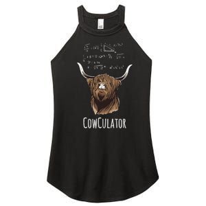 Cowculator Scottish Highland Cattle Animal Math Numbers Women's Perfect Tri Rocker Tank