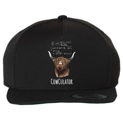 Cowculator Scottish Highland Cattle Animal Math Numbers Wool Snapback Cap