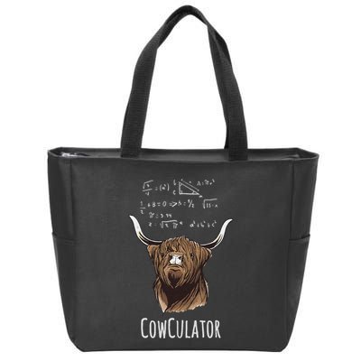 Cowculator Scottish Highland Cattle Animal Math Numbers Zip Tote Bag
