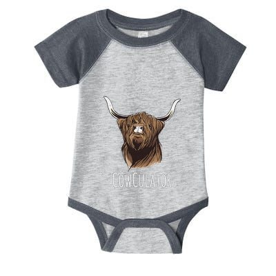 Cowculator Scottish Highland Cattle Animal Math Numbers Infant Baby Jersey Bodysuit