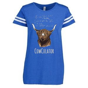 Cowculator Scottish Highland Cattle Animal Math Numbers Enza Ladies Jersey Football T-Shirt