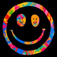 Colorful Super Happy Face Smiley USA-Made Doggie Bandana