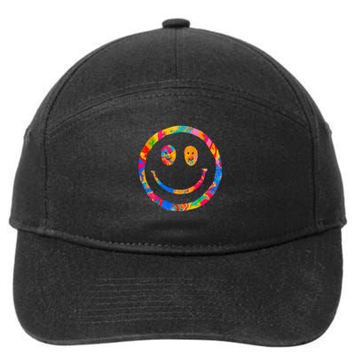 Colorful Super Happy Face Smiley 7-Panel Snapback Hat