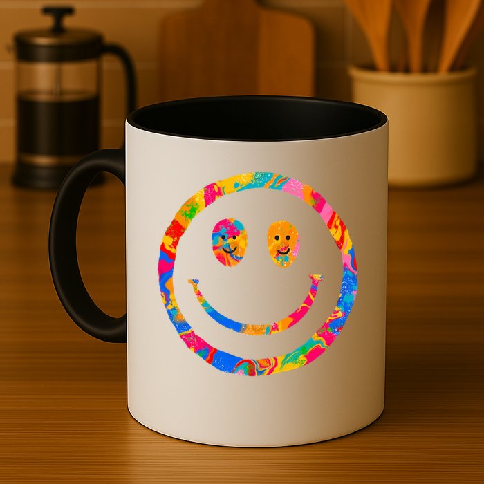 Colorful Super Happy Face Smiley Mug
