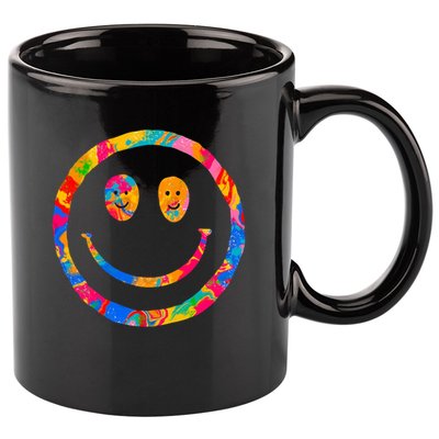 Colorful Super Happy Face Smiley 11oz C Handle Ceramic Mug