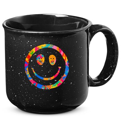 Colorful Super Happy Face Smiley 15oz Campfire Ceramic Mug