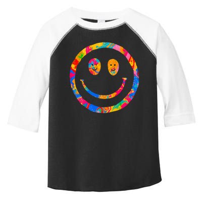 Colorful Super Happy Face Smiley Toddler Fine Jersey T-Shirt