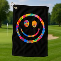 Colorful Super Happy Face Smiley Golf Towel