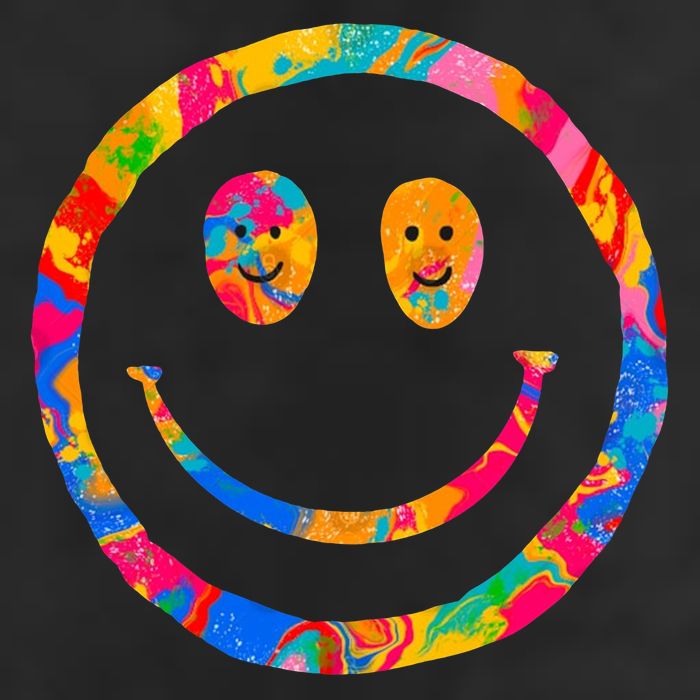 Colorful Super Happy Face Smiley Golf Towel