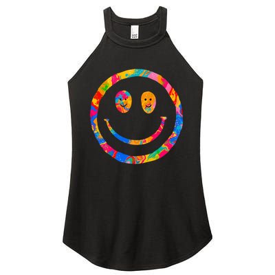 Colorful Super Happy Face Smiley Women's Perfect Tri Rocker Tank
