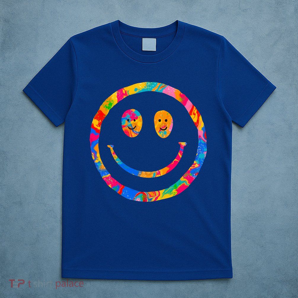Colorful Super Happy Face Smiley T-Shirt