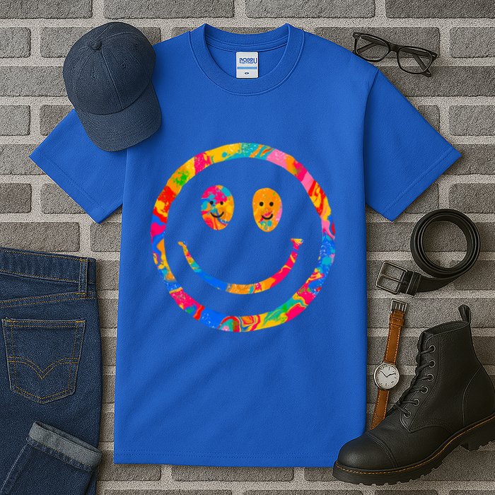 Colorful Super Happy Face Smiley Tall T-Shirt