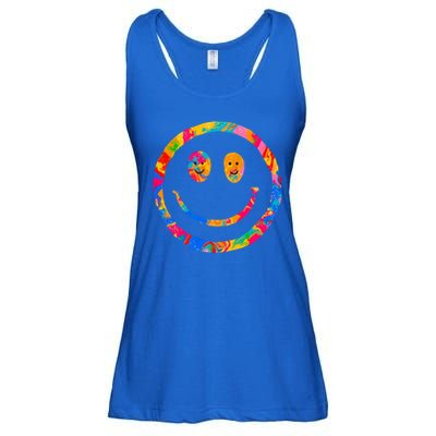 Colorful Super Happy Face Smiley Ladies Essential Flowy Tank