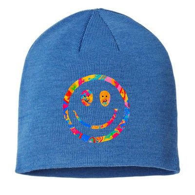 Colorful Super Happy Face Smiley Sustainable Beanie