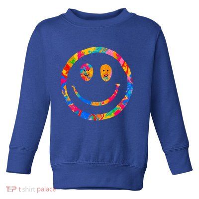 Colorful Super Happy Face Smiley Toddler Sweatshirt