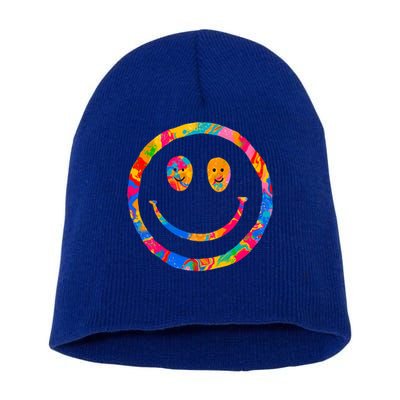 Colorful Super Happy Face Smiley Short Acrylic Beanie