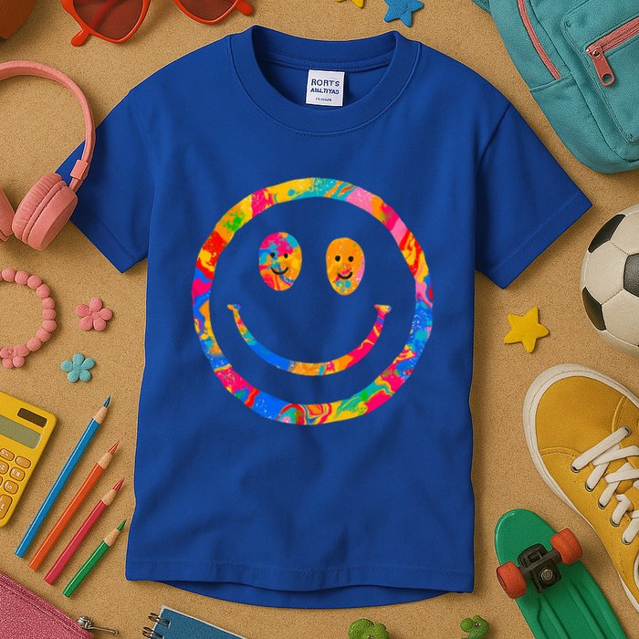 Colorful Super Happy Face Smiley Kids T-Shirt