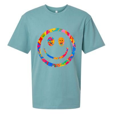 Colorful Super Happy Face Smiley Sueded Cloud Jersey T-Shirt