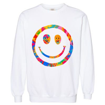 Colorful Super Happy Face Smiley Garment-Dyed Sweatshirt