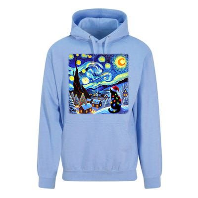 Cat Santa Hat Xmas Christmas Van Gogh Starry Night Black Gift Unisex Surf Hoodie