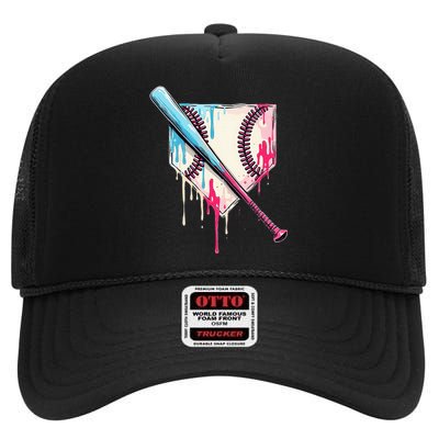 Cool Sport Home Plate Drip With Sprinkles Drip High Crown Mesh Back Trucker Hat