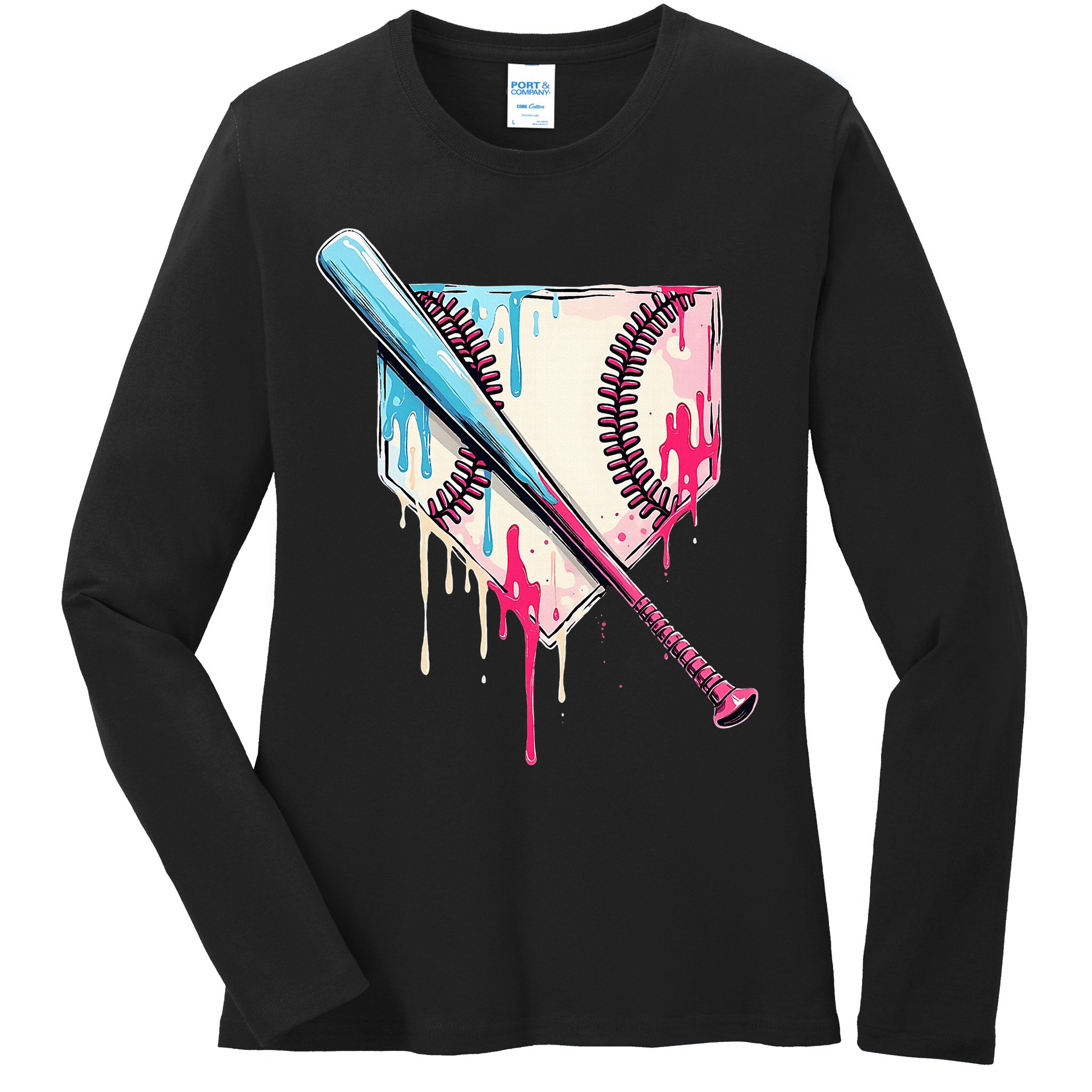 Cool Sport Home Plate Drip With Sprinkles Drip Ladies Long Sleeve Shirt