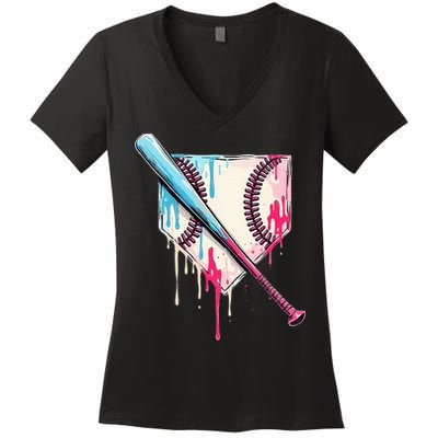 Cool Sport Home Plate Drip With Sprinkles Drip Women's V-Neck T-Shirt