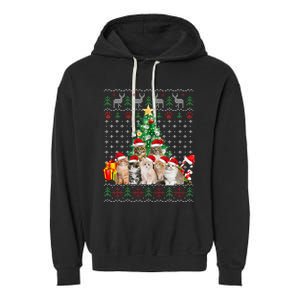 Cats Santa Hat Christmas Funny Xmas Tree Garment-Dyed Fleece Hoodie