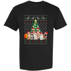 Cats Santa Hat Christmas Funny Xmas Tree Garment-Dyed Heavyweight T-Shirt