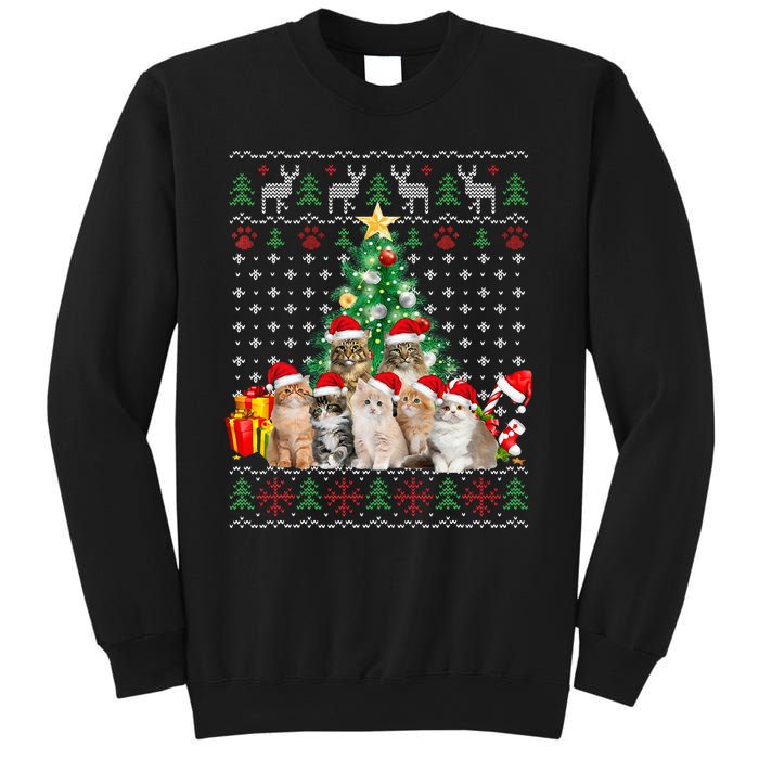 Cats Santa Hat Christmas Funny Xmas Tree Sweatshirt