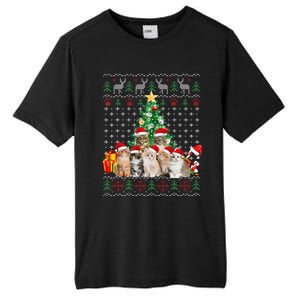 Cats Santa Hat Christmas Funny Xmas Tree Tall Fusion ChromaSoft Performance T-Shirt