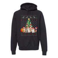 Cats Santa Hat Christmas Funny Xmas Tree Premium Hoodie