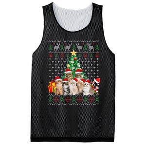 Cats Santa Hat Christmas Funny Xmas Tree Mesh Reversible Basketball Jersey Tank