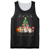 Cats Santa Hat Christmas Funny Xmas Tree Mesh Reversible Basketball Jersey Tank