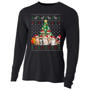 Cats Santa Hat Christmas Funny Xmas Tree Cooling Performance Long Sleeve Crew