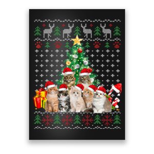 Cats Santa Hat Christmas Funny Xmas Tree Poster