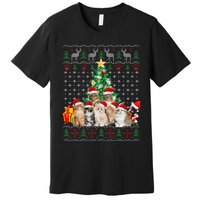 Cats Santa Hat Christmas Funny Xmas Tree Premium T-Shirt