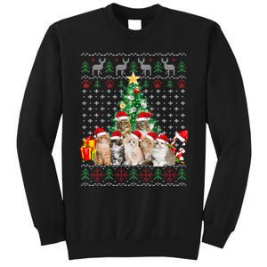 Cats Santa Hat Christmas Funny Xmas Tree Tall Sweatshirt